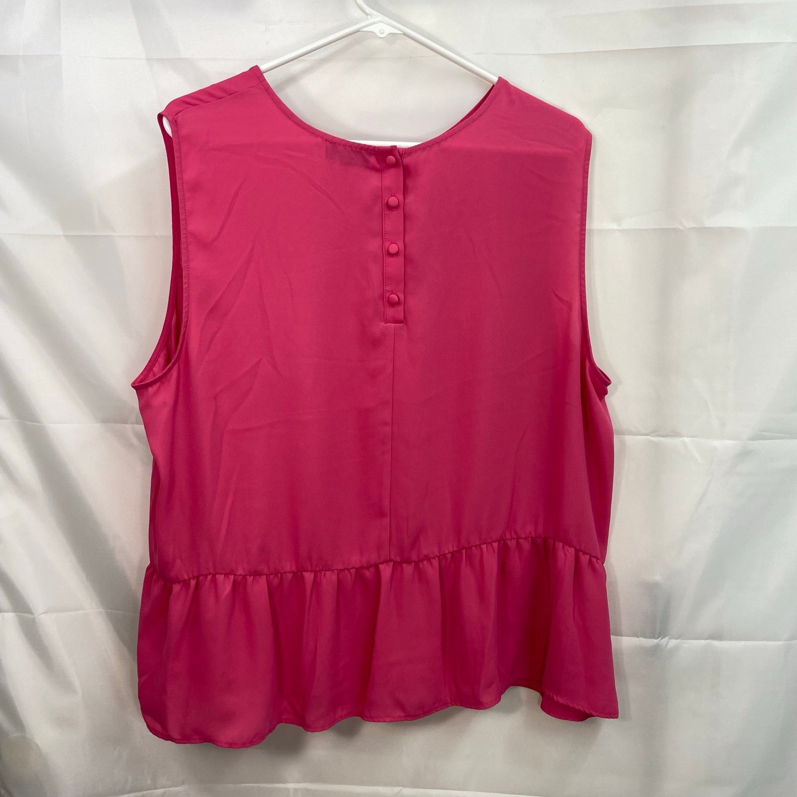 The Limited Women's Hot Pink Sleeveless Basic Ruffle Button Neck Blouse Casual — image 5 of 6